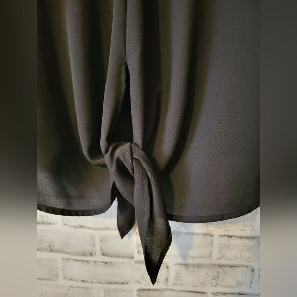 Women's black wing sleeved tie blouse size L, New! - Picture 3 of 7